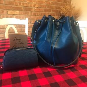 Epi Petit Noe and Epi Dauphine Pouch Blue Set